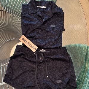 Addicted Brands Black and Navy Casual Button Down Shirt Set